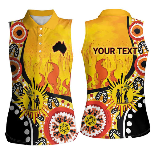 Australia Bushfire Aboriginal Personalised Women Sleeveless Polo Shirt Bush Fire Dreaming - Aussie Hoodie