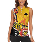 Australia Bushfire Aboriginal Personalised Women Sleeveless Polo Shirt Bush Fire Dreaming - Aussie Hoodie