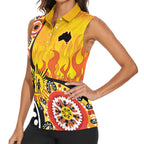 Australia Bushfire Aboriginal Personalised Women Sleeveless Polo Shirt Bush Fire Dreaming - Aussie Hoodie