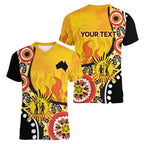 Australia Bushfire Aboriginal Personalised Women V-Neck T-Shirt Bush Fire Dreaming - Aussie Hoodie