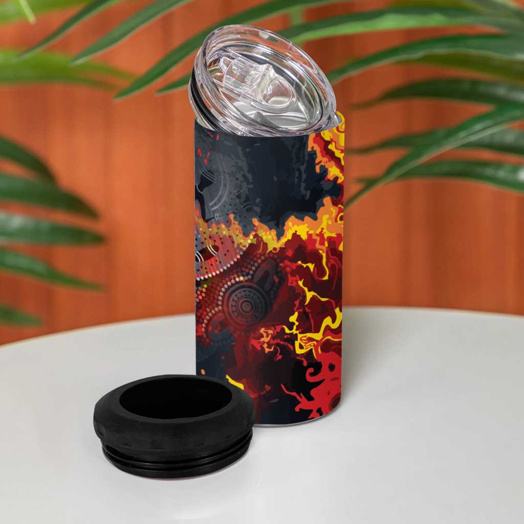 Australia Bushfire Aboriginal Personalised 4 in 1 Can Cooler Tumbler Fire Dreaming Healing Country - Aussie Hoodie