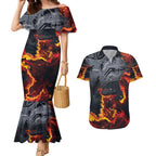 Australia Bushfire Aboriginal Personalised Couples Matching Mermaid Dress and Hawaiian Shirt Fire Dreaming Healing Country - Aussie Hoodie