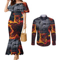 Australia Bushfire Aboriginal Personalised Couples Matching Mermaid Dress and Long Sleeve Button Shirt Fire Dreaming Healing Country - Aussie Hoodie