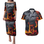 Australia Bushfire Aboriginal Personalised Couples Matching Puletasi and Hawaiian Shirt Fire Dreaming Healing Country - Aussie Hoodie