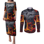 Australia Bushfire Aboriginal Personalised Couples Matching Puletasi and Long Sleeve Button Shirt Fire Dreaming Healing Country - Aussie Hoodie