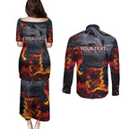 Australia Bushfire Aboriginal Personalised Couples Matching Puletasi and Long Sleeve Button Shirt Fire Dreaming Healing Country - Aussie Hoodie
