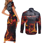 Australia Bushfire Aboriginal Personalised Couples Matching Short Sleeve Bodycon Dress and Long Sleeve Button Shirt Fire Dreaming Healing Country - Aussie Hoodie