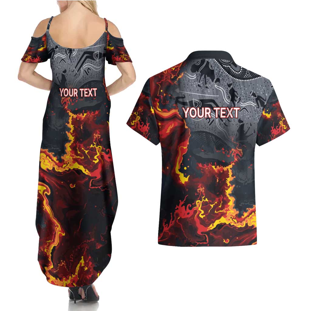 Australia Bushfire Aboriginal Personalised Couples Matching Summer Maxi Dress and Hawaiian Shirt Fire Dreaming Healing Country - Aussie Hoodie