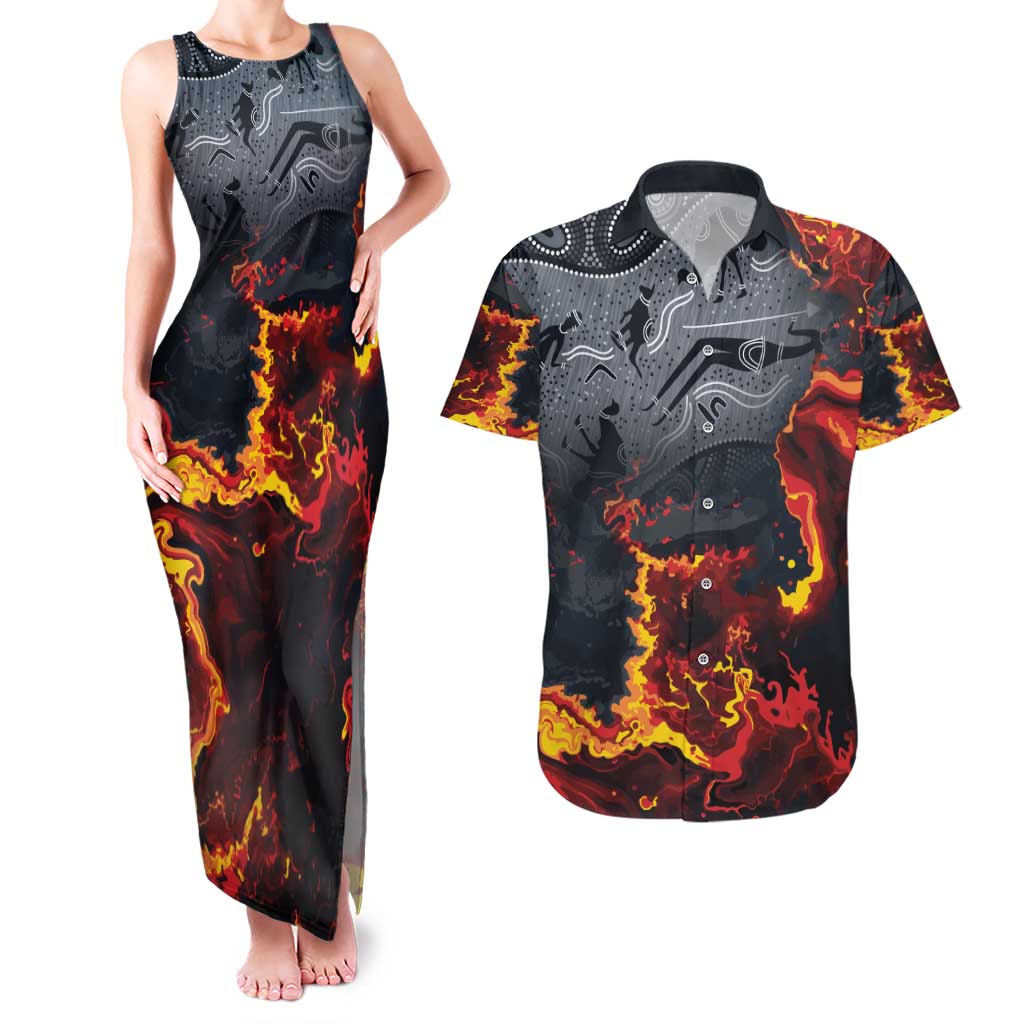 Australia Bushfire Aboriginal Personalised Couples Matching Tank Maxi Dress and Hawaiian Shirt Fire Dreaming Healing Country - Aussie Hoodie