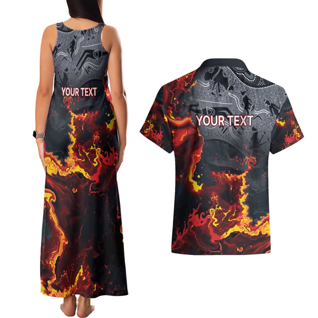 Australia Bushfire Aboriginal Personalised Couples Matching Tank Maxi Dress and Hawaiian Shirt Fire Dreaming Healing Country - Aussie Hoodie
