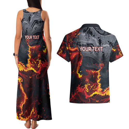 Australia Bushfire Aboriginal Personalised Couples Matching Tank Maxi Dress and Hawaiian Shirt Fire Dreaming Healing Country - Aussie Hoodie