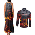 Australia Bushfire Aboriginal Personalised Couples Matching Tank Maxi Dress and Long Sleeve Button Shirt Fire Dreaming Healing Country - Aussie Hoodie