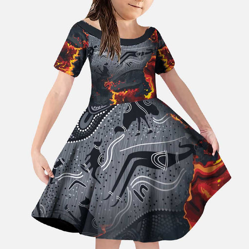 Australia Bushfire Aboriginal Personalised Family Matching Long Sleeve Bodycon Dress and Hawaiian Shirt Fire Dreaming Healing Country - Aussie Hoodie