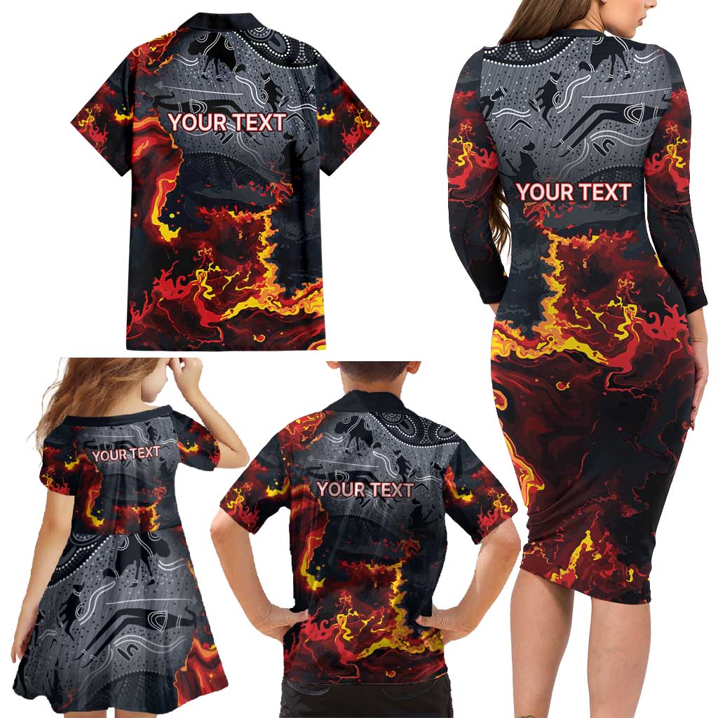 Australia Bushfire Aboriginal Personalised Family Matching Long Sleeve Bodycon Dress and Hawaiian Shirt Fire Dreaming Healing Country - Aussie Hoodie