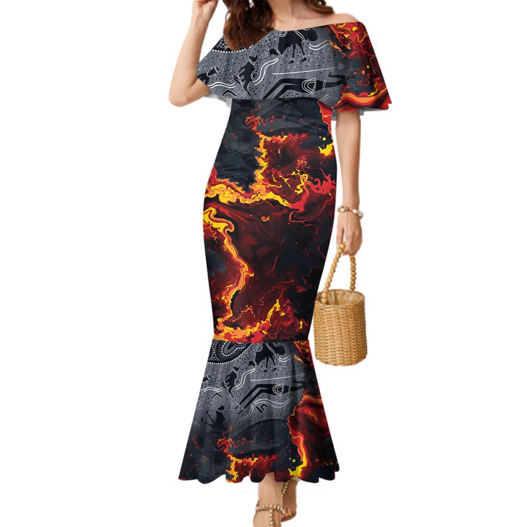 Australia Bushfire Aboriginal Personalised Family Matching Mermaid Dress and Hawaiian Shirt Fire Dreaming Healing Country - Aussie Hoodie