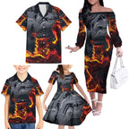 Australia Bushfire Aboriginal Personalised Family Matching Off The Shoulder Long Sleeve Dress and Hawaiian Shirt Fire Dreaming Healing Country - Aussie Hoodie