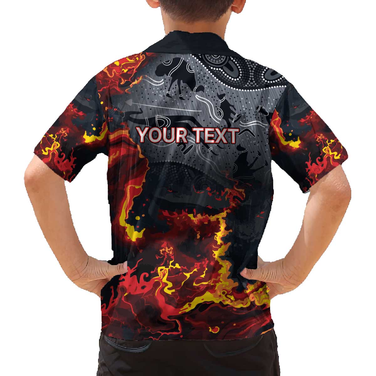 Australia Bushfire Aboriginal Personalised Family Matching Off The Shoulder Long Sleeve Dress and Hawaiian Shirt Fire Dreaming Healing Country - Aussie Hoodie