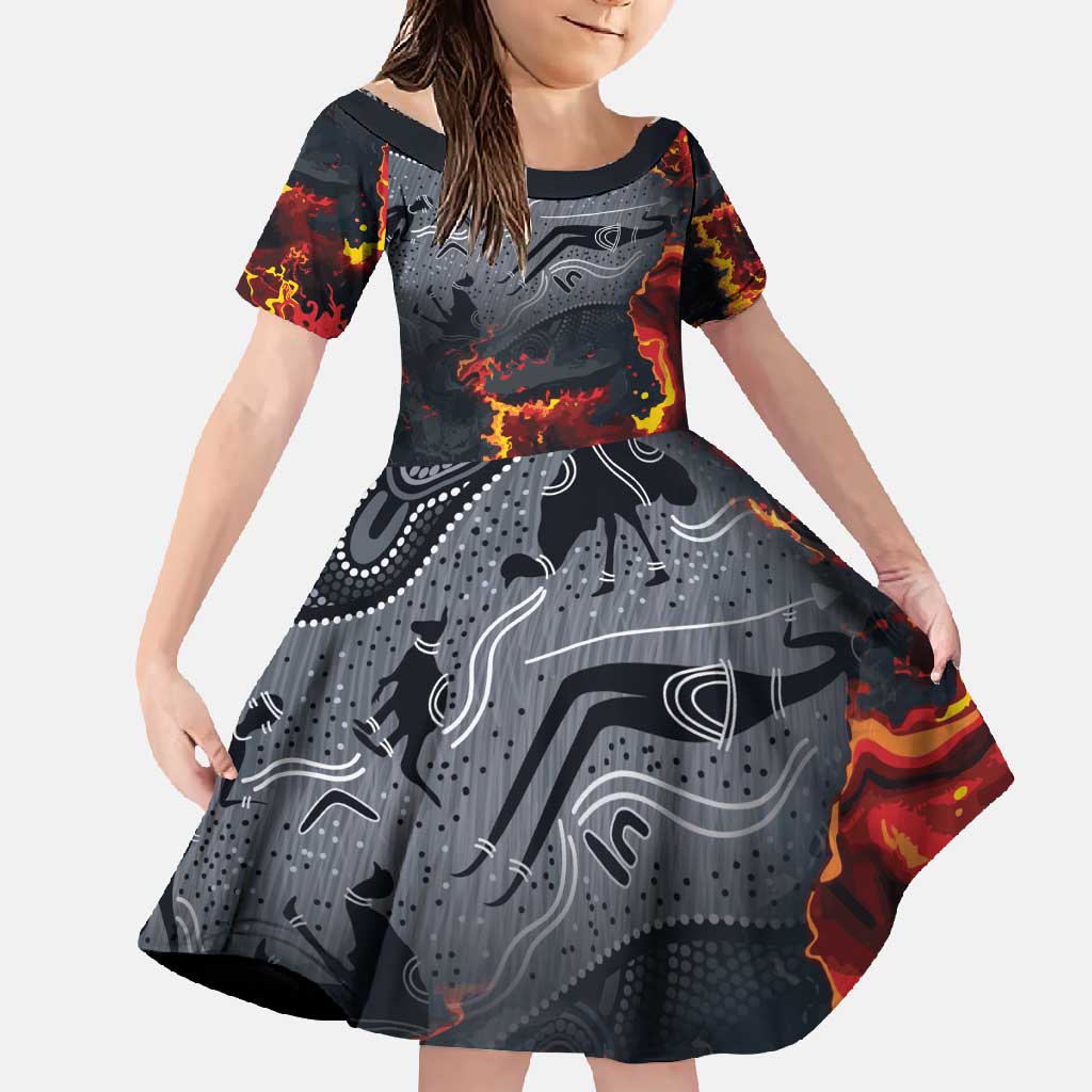 Australia Bushfire Aboriginal Personalised Family Matching Off Shoulder Maxi Dress and Hawaiian Shirt Fire Dreaming Healing Country - Aussie Hoodie
