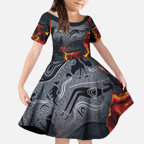 Australia Bushfire Aboriginal Personalised Family Matching Off Shoulder Maxi Dress and Hawaiian Shirt Fire Dreaming Healing Country - Aussie Hoodie