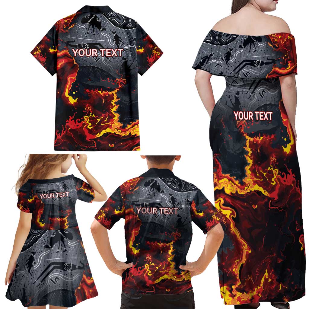 Australia Bushfire Aboriginal Personalised Family Matching Off Shoulder Maxi Dress and Hawaiian Shirt Fire Dreaming Healing Country - Aussie Hoodie