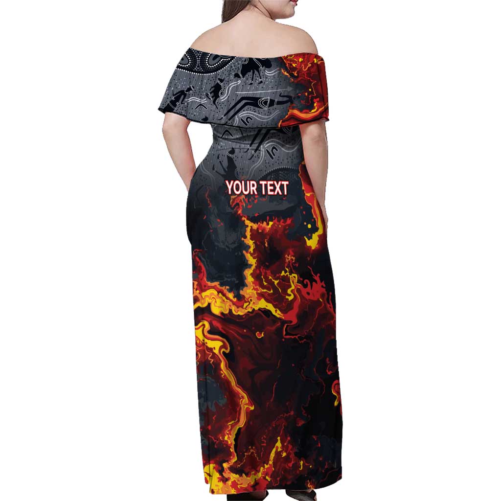 Australia Bushfire Aboriginal Personalised Family Matching Off Shoulder Maxi Dress and Hawaiian Shirt Fire Dreaming Healing Country - Aussie Hoodie