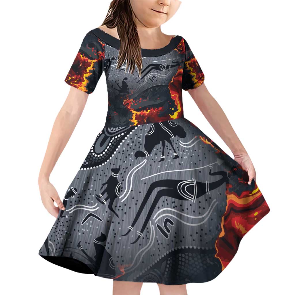Australia Bushfire Aboriginal Personalised Family Matching Off Shoulder Short Dress and Hawaiian Shirt Fire Dreaming Healing Country - Aussie Hoodie