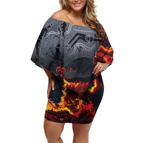 Australia Bushfire Aboriginal Personalised Family Matching Off Shoulder Short Dress and Hawaiian Shirt Fire Dreaming Healing Country - Aussie Hoodie