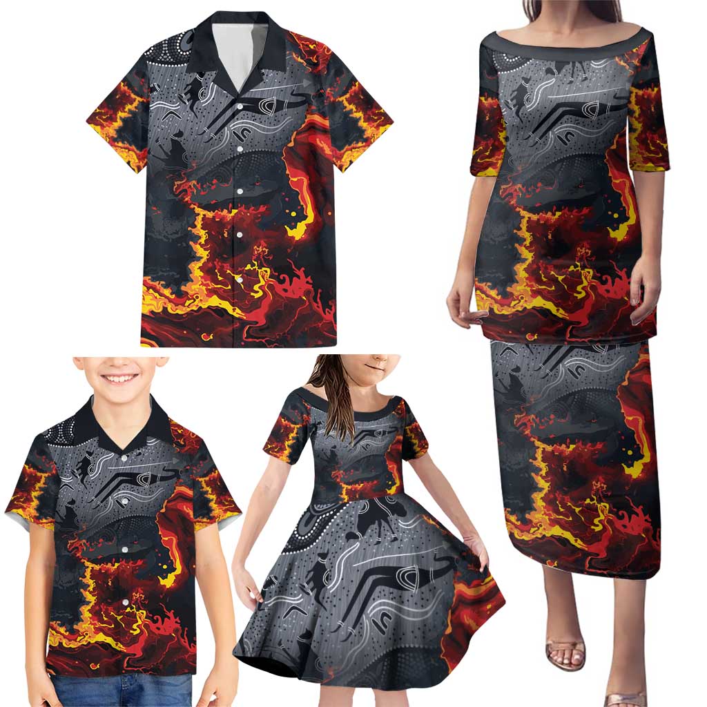 Australia Bushfire Aboriginal Personalised Family Matching Puletasi and Hawaiian Shirt Fire Dreaming Healing Country - Aussie Hoodie