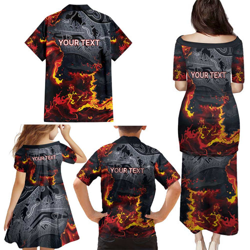 Australia Bushfire Aboriginal Personalised Family Matching Puletasi and Hawaiian Shirt Fire Dreaming Healing Country - Aussie Hoodie