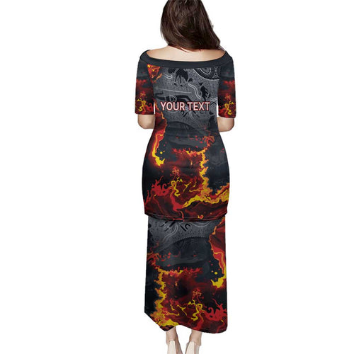 Australia Bushfire Aboriginal Personalised Family Matching Puletasi and Hawaiian Shirt Fire Dreaming Healing Country - Aussie Hoodie