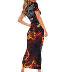 Australia Bushfire Aboriginal Personalised Family Matching Short Sleeve Bodycon Dress and Hawaiian Shirt Fire Dreaming Healing Country - Aussie Hoodie