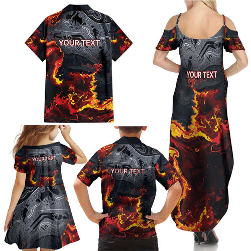 Australia Bushfire Aboriginal Personalised Family Matching Summer Maxi Dress and Hawaiian Shirt Fire Dreaming Healing Country - Aussie Hoodie