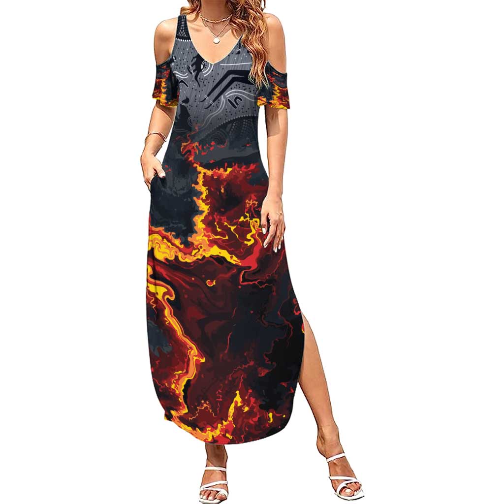 Australia Bushfire Aboriginal Personalised Family Matching Summer Maxi Dress and Hawaiian Shirt Fire Dreaming Healing Country - Aussie Hoodie