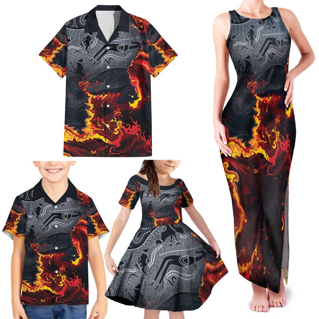 Australia Bushfire Aboriginal Personalised Family Matching Tank Maxi Dress and Hawaiian Shirt Fire Dreaming Healing Country - Aussie Hoodie