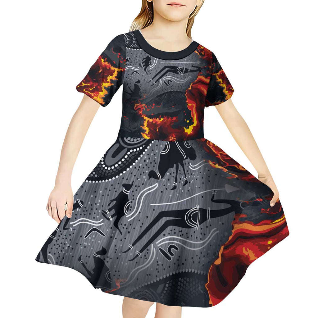 Australia Bushfire Aboriginal Personalised Kid Short Sleeve Dress Fire Dreaming Healing Country - Aussie Hoodie