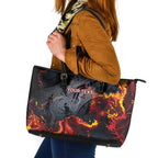 Australia Bushfire Aboriginal Personalised Leather Tote Bag Fire Dreaming Healing Country - Aussie Hoodie