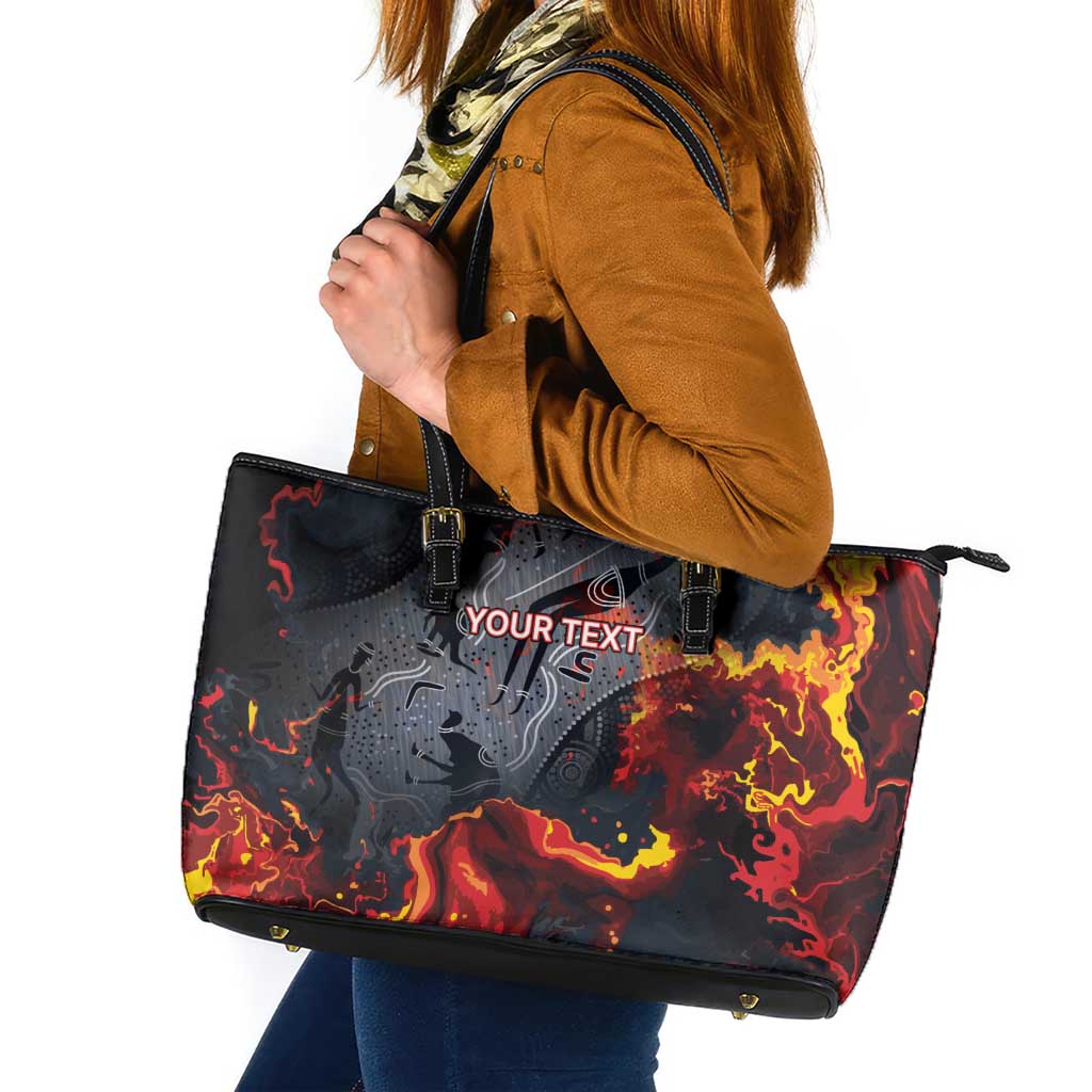 Australia Bushfire Aboriginal Personalised Leather Tote Bag Fire Dreaming Healing Country - Aussie Hoodie