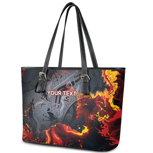 Australia Bushfire Aboriginal Personalised Leather Tote Bag Fire Dreaming Healing Country - Aussie Hoodie