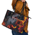 Australia Bushfire Aboriginal Personalised Leather Tote Bag Fire Dreaming Healing Country - Aussie Hoodie