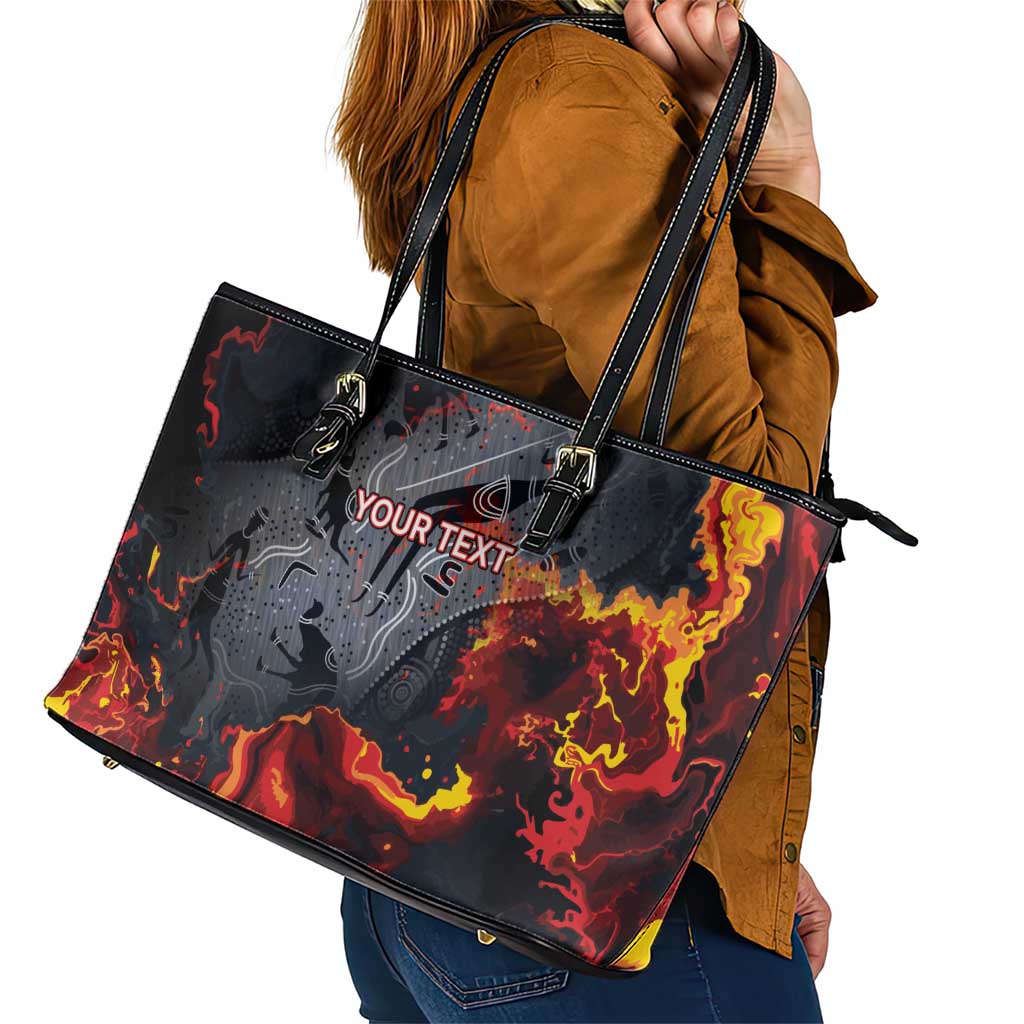 Australia Bushfire Aboriginal Personalised Leather Tote Bag Fire Dreaming Healing Country - Aussie Hoodie
