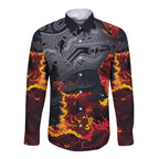 Australia Bushfire Aboriginal Personalised Long Sleeve Button Shirt Fire Dreaming Healing Country - Aussie Hoodie
