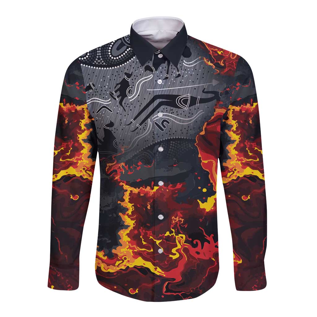 Australia Bushfire Aboriginal Personalised Long Sleeve Button Shirt Fire Dreaming Healing Country - Aussie Hoodie