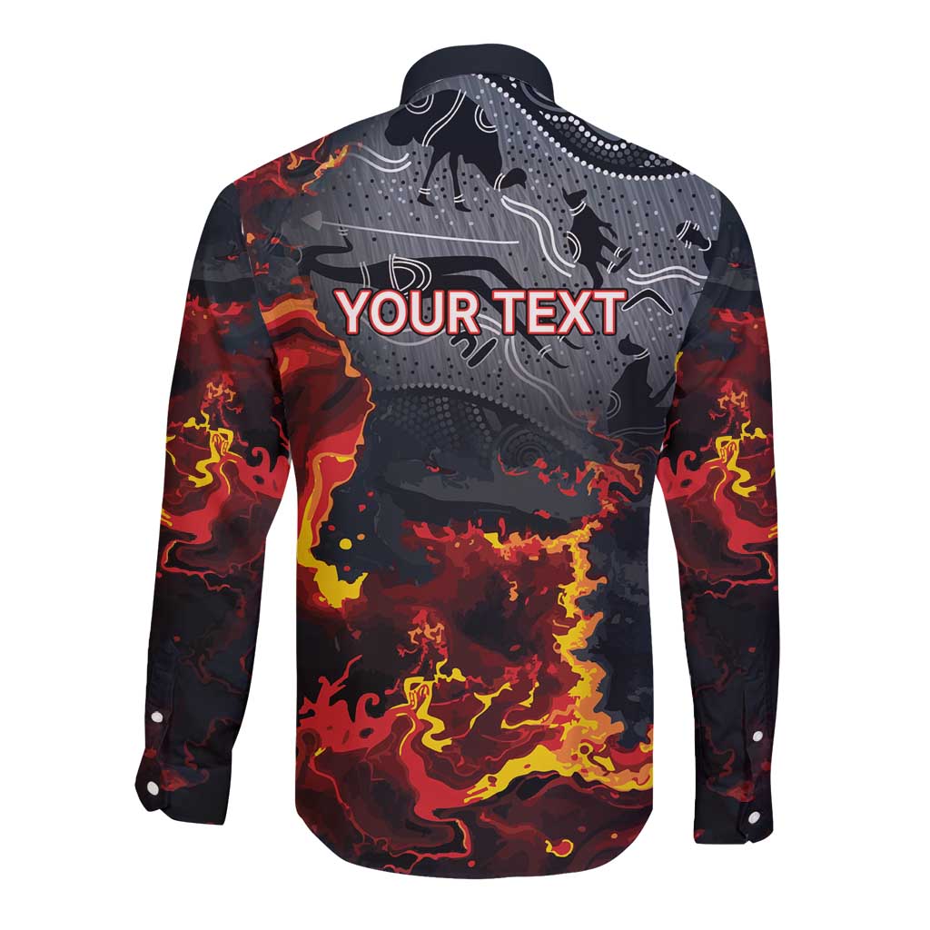 Australia Bushfire Aboriginal Personalised Long Sleeve Button Shirt Fire Dreaming Healing Country - Aussie Hoodie