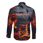 Australia Bushfire Aboriginal Personalised Long Sleeve Button Shirt Fire Dreaming Healing Country - Aussie Hoodie
