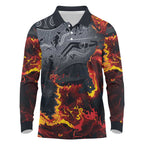 Australia Bushfire Aboriginal Personalised Long Sleeve Polo Shirt Fire Dreaming Healing Country - Aussie Hoodie