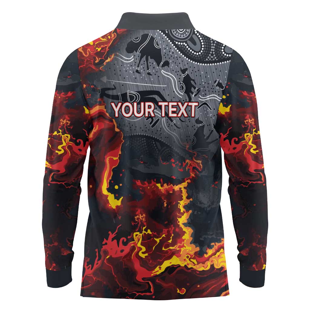 Australia Bushfire Aboriginal Personalised Long Sleeve Polo Shirt Fire Dreaming Healing Country - Aussie Hoodie