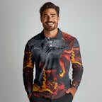 Australia Bushfire Aboriginal Personalised Long Sleeve Polo Shirt Fire Dreaming Healing Country - Aussie Hoodie