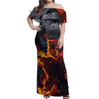 Australia Bushfire Aboriginal Personalised Off Shoulder Maxi Dress Fire Dreaming Healing Country - Aussie Hoodie
