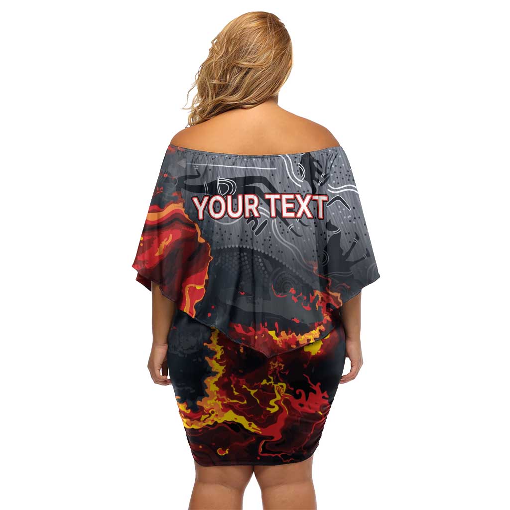 Australia Bushfire Aboriginal Personalised Off Shoulder Short Dress Fire Dreaming Healing Country - Aussie Hoodie
