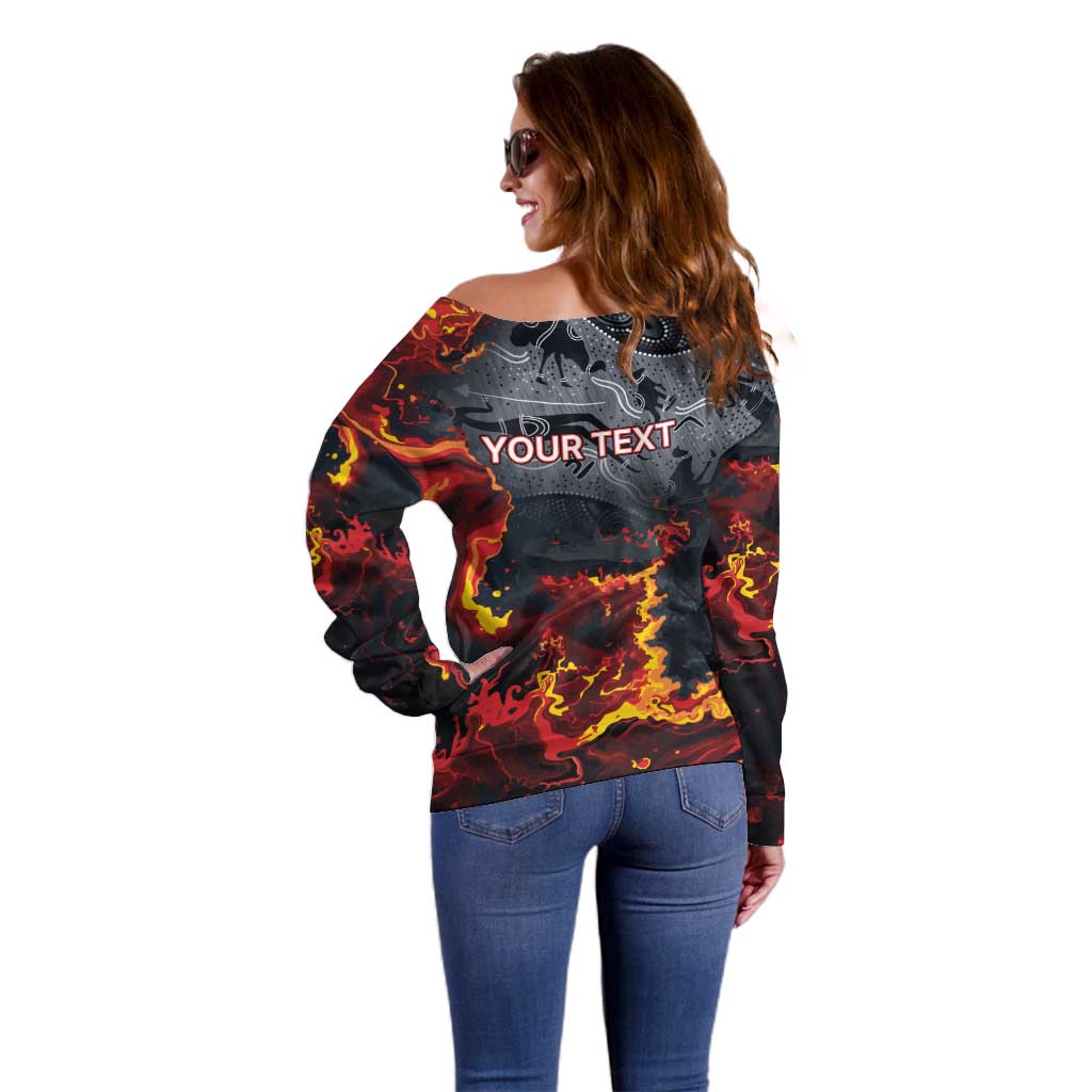 Australia Bushfire Aboriginal Personalised Off Shoulder Sweater Fire Dreaming Healing Country - Aussie Hoodie